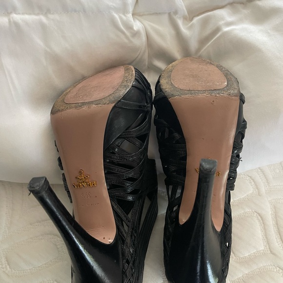 Prada shoes black Open size 39.5 13.5 cm  high 3 cm platform - Picture 3 of 4